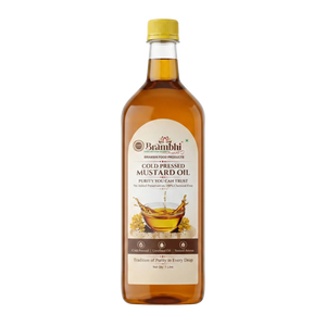Brambhi Cold-Pressed Kacchi Ghani Mustard Oil – 1 L PET Bottle