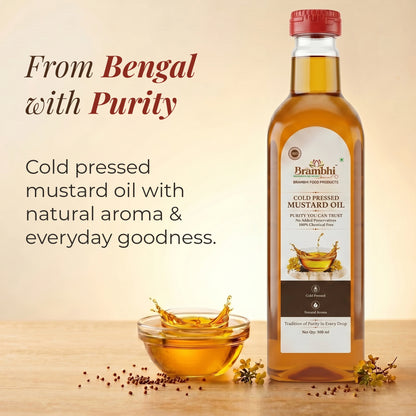 Brambhi Cold-Pressed Kacchi Ghani Mustard Oil – 500 ml PET Bottle