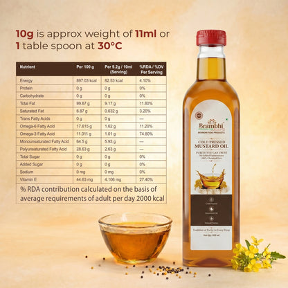 Brambhi Cold-Pressed Kacchi Ghani Mustard Oil – 500 ml PET Bottle