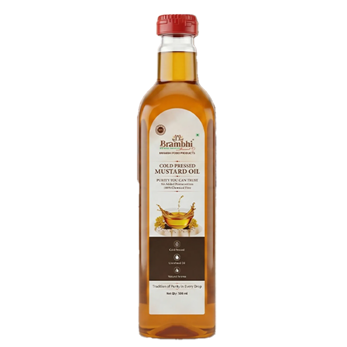 Brambhi Cold-Pressed Kacchi Ghani Mustard Oil – 500 ml PET Bottle