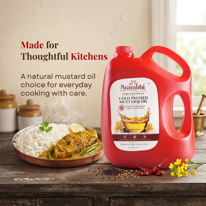 Brambhi Cold-Pressed Mustard Oil – 5 L Heavy Jar