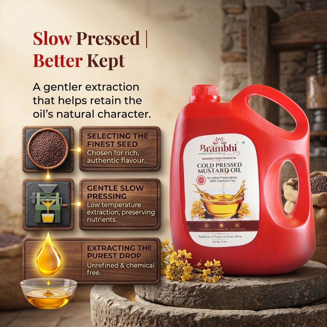 Brambhi Cold-Pressed Mustard Oil – 5 L Heavy Jar