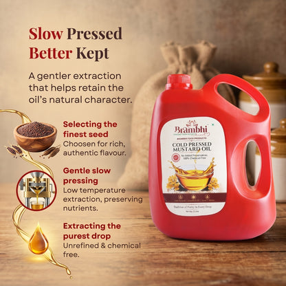 Brambhi Cold-Pressed Mustard Oil – 5 L Heavy Jar