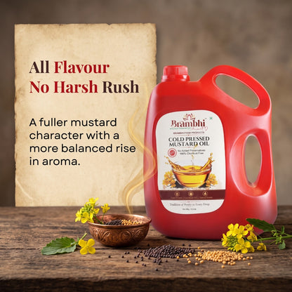 Brambhi Cold-Pressed Mustard Oil – 5 L Heavy Jar