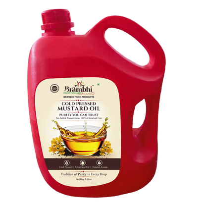 Brambhi Cold-Pressed Mustard Oil – 5 L Heavy Jar