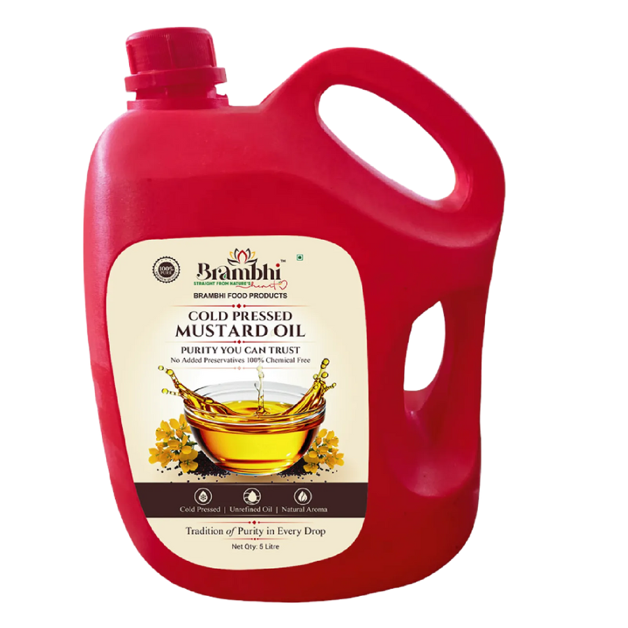 Brambhi Cold-Pressed Mustard Oil – 5 L Heavy Jar
