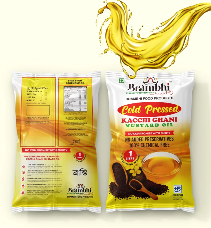 Cold Pressed Kacchi Ghani Mustard Oil Pouch (1 Litre)
