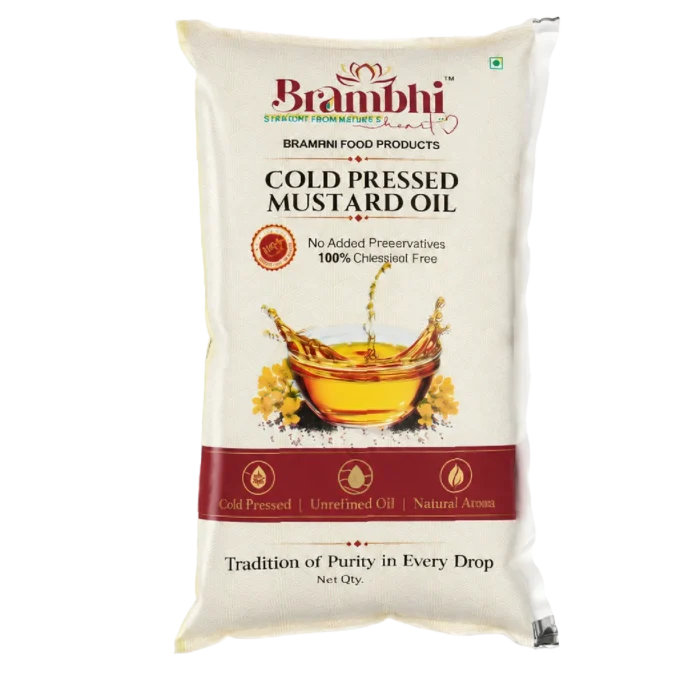 Cold Pressed Kacchi Ghani Mustard Oil Pouch (1 Litre)